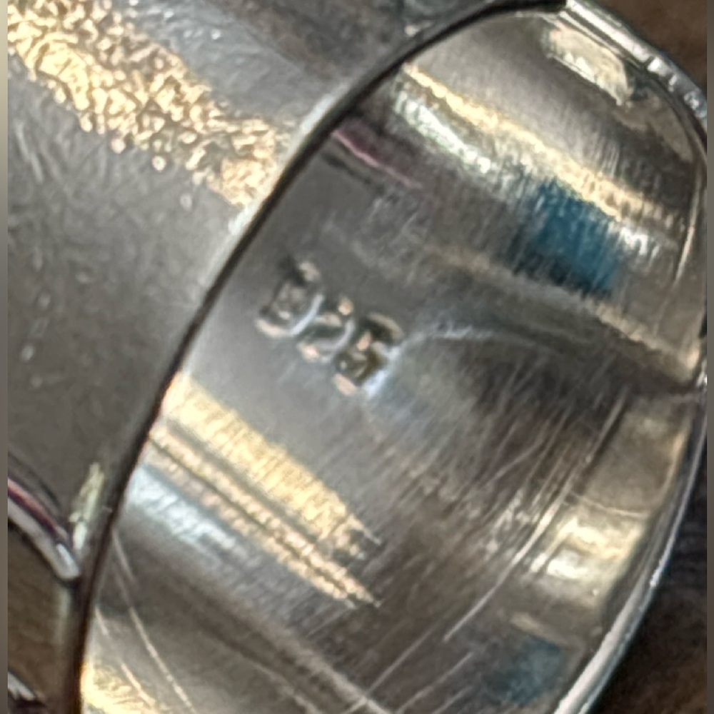 Vintage Sterling Silver Double Turquoise Wide Cuff Statement Ring 925 Size 6 - Picture 5 of 6